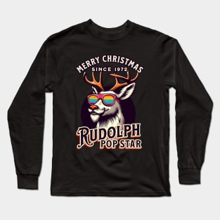 Print Design Christmas of Rudolph pop star Long Sleeve T-Shirt